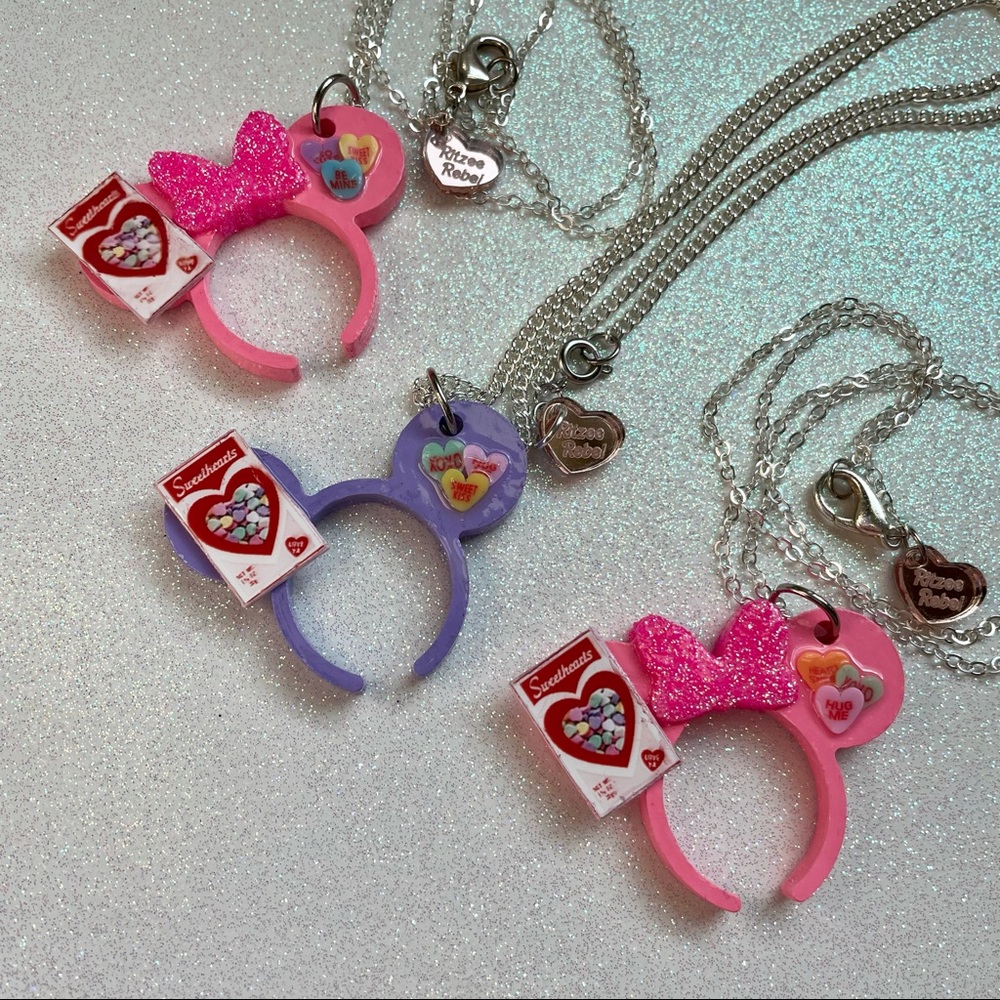 Choice of (1) Ritzee Rebel Mouse Ears Necklace - Conversation Hearts